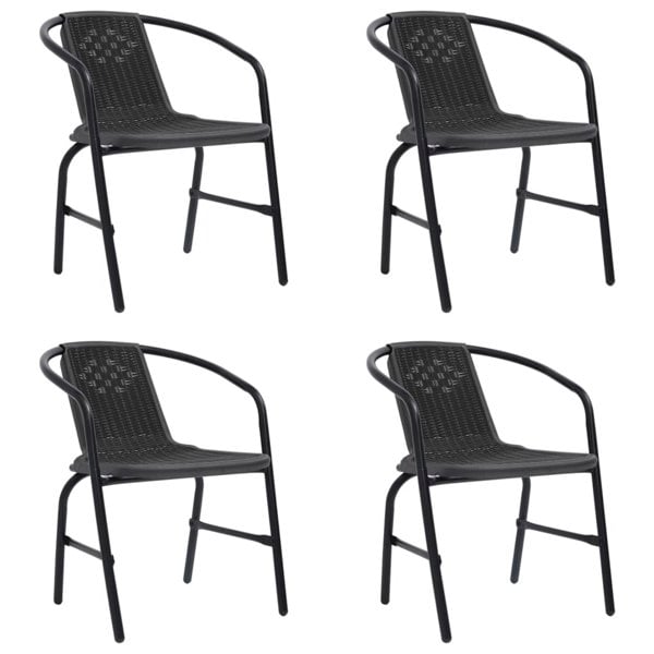 Berkfield Garden Chairs 4 pcs Plastic Rattan and Steel 110 kg
