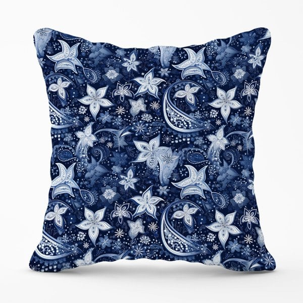 Warren Reed Paisley Christmas Stars Blue Cushions