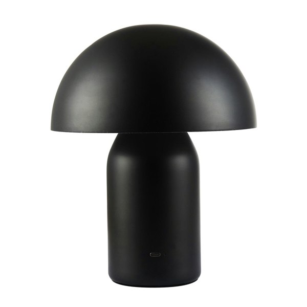 Modern Rechargeable Mushroom Table Lamp in Mat Black with Touch Dimmer Button Image 3