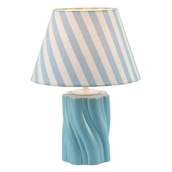 Happy Homewares Glossy Sky Blue Glazed Ceramic Lamp with Sculptural Twisted Base
