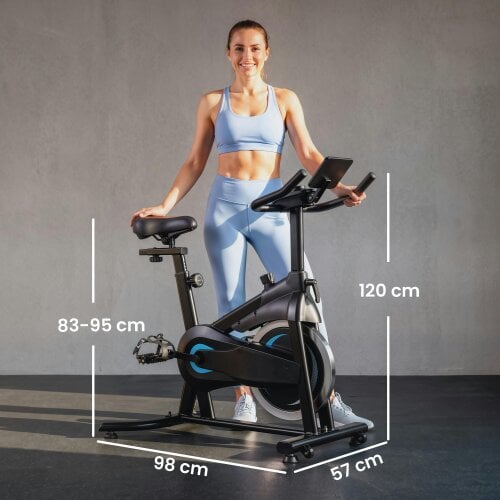 SPORTNOW Exercise Bike with Smart APP, Adjustable Seat & Handlebars, Wheels