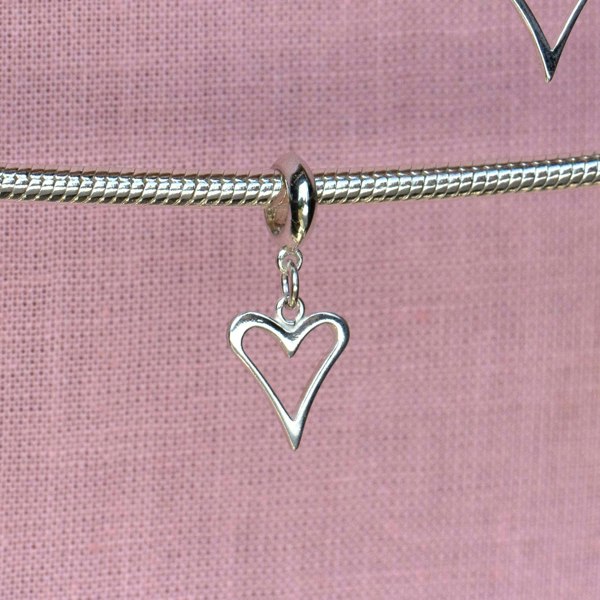 Sterling Silver Open Heart Charm - MYLEE London