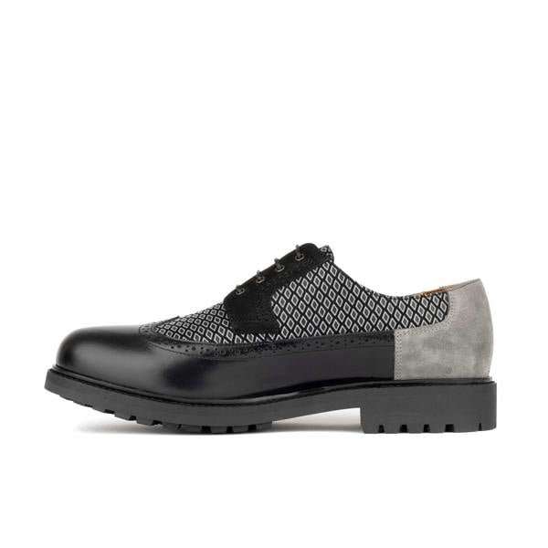 Embassy London Cyclone - Black Diamonds - Men's chunky sole leather shoe