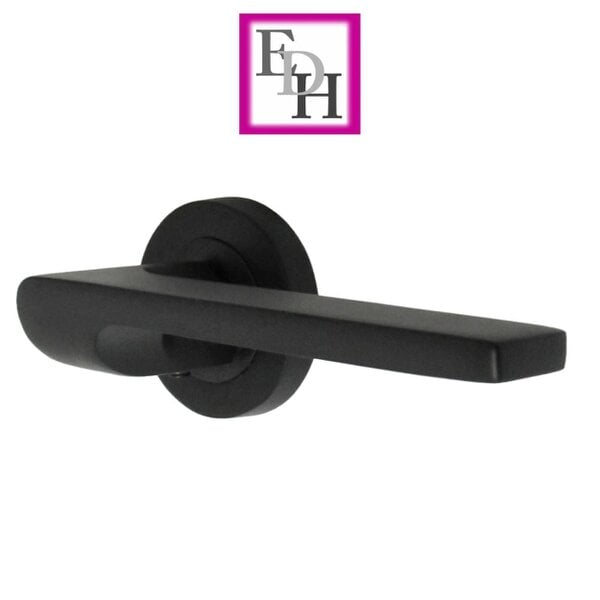 EDH Door Hardware Modern Matt Black Door Handles Internal - Uno-2 Lever Latch On Rose