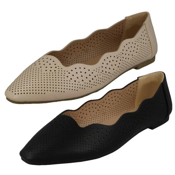 Spot On Ladies Slip On Ballerina Flat Shoes F80459