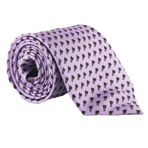 Dunhill luxurious mulberry silk tie in an attache lock repeat pattern