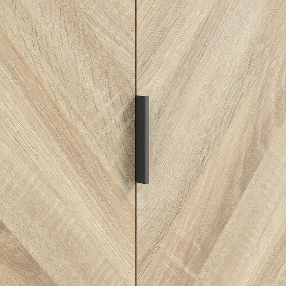 Wyld Haus Skerries 2 Door Chevron Wardrobe Natural Oak Wood 2 Drawers