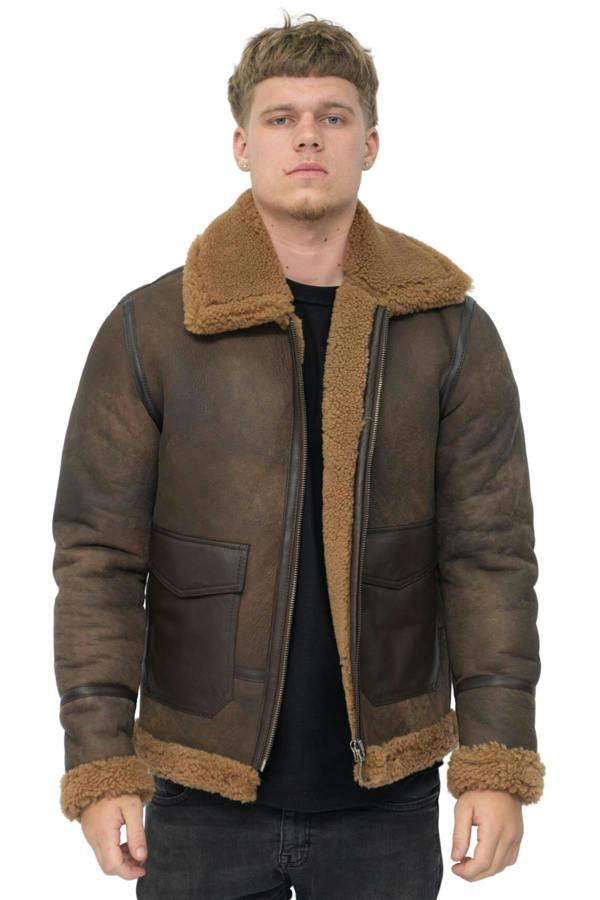 Infinity Leather Mens Antique B3 Sheepskin Jacket-Aviles