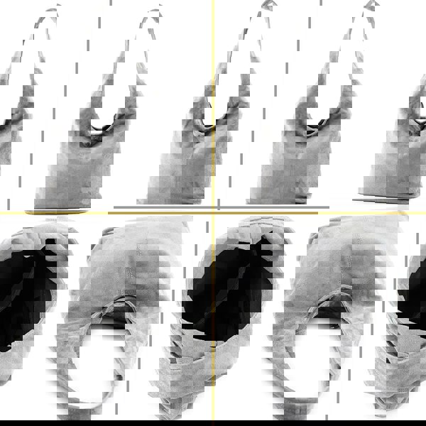 Kitise Slouch Genuine Italian Suede Large Tote Bag With Detachable Purse