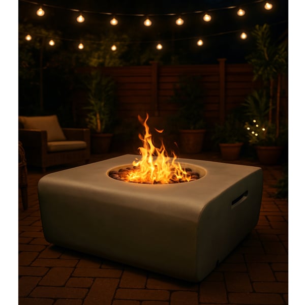 Centurion Supports Fireology ADELPHI Dark Grey Lavish Garden and Patio Gas Fire Pit with Eco-Stone Finish - Fully Assembled