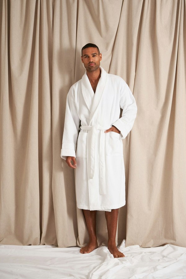 Pretty You London Bamboo Towelling Robe in Cloud White