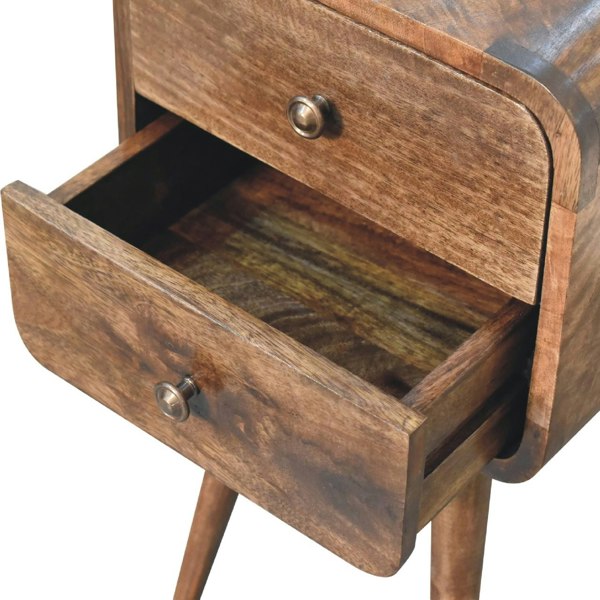 Artisan Furniture Solid Wood Mini Curved Grey Washed Bedside