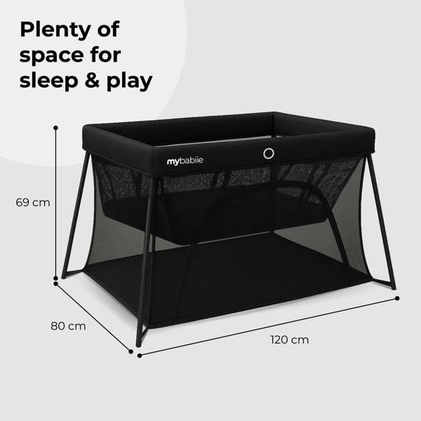 My Babiie MBTC3 Air-Light 3-in-1 Travel Cot with Bassinet - Black