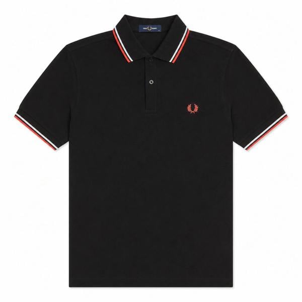 Fred Perry Twin Tipped Polo Shirt Black/Dusky Blue/Strawberry Cream