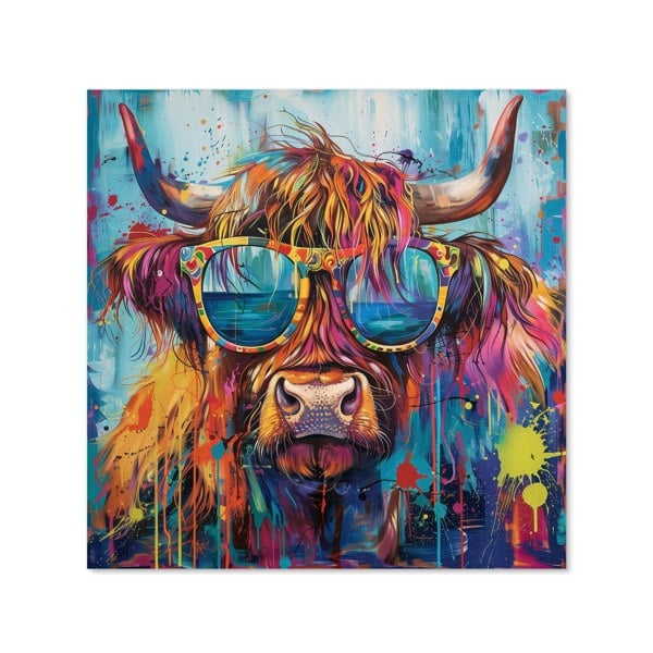 Warren Reed - Designer Splashart Highland Cow With Glasses Kitchen Splashback