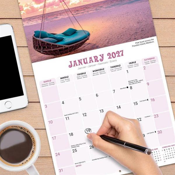 Tropical Islands Calendar 2027, Wall Calendars, Month To View, Travel, Gift