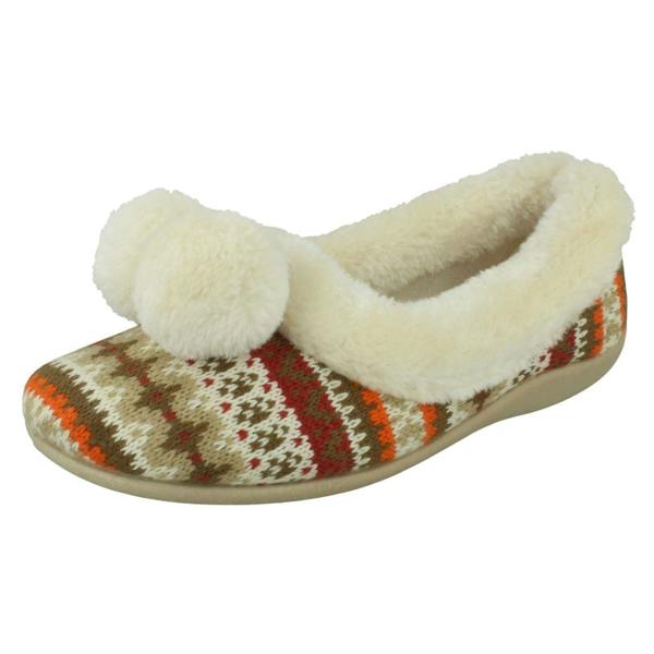 Rose Bank Ladies Rose Bank Memory Foam Aztec Print Pom Pom Slippers Lizzy