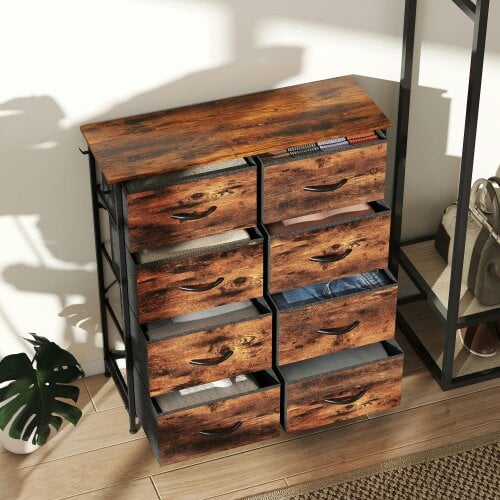 Wyld Haus Nive Fabric And Metal Rustic Brown 8 Drawer Storage Chest