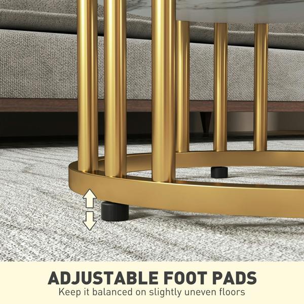 Wyld Haus Veco Metal And Marble Effect White And Gold Tone Set Of 2 Coffee Tables