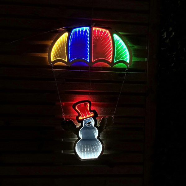 Samuel Alexander 60cm Infinity Light up Hanging Parachute Snowman Christmas Decoration with Multi-Coloured LEDs