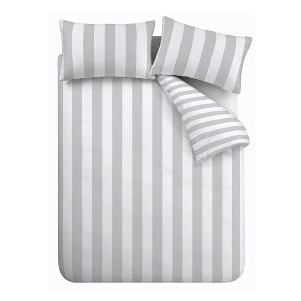 Cove Stripe Silver Duvet Cover Set