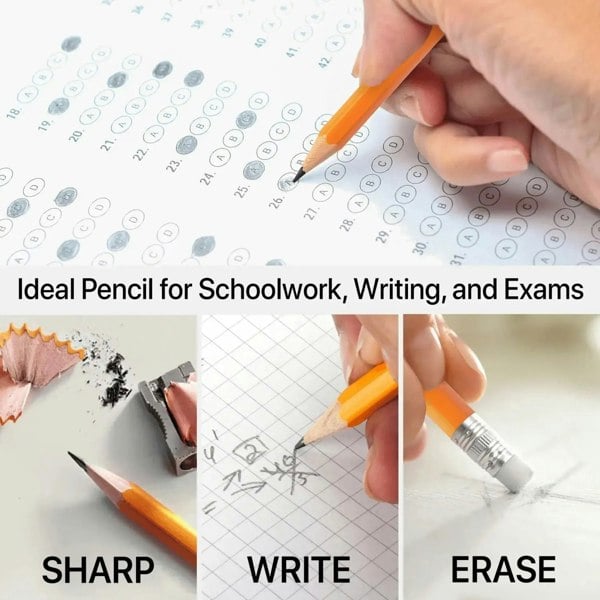 Drawlish 42-Piece Premium HB Pencils with Erasers - Pre-Sharpened Graphite for Artists & Kids