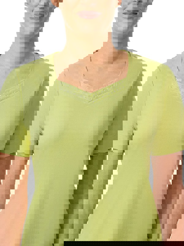 PennyPlain Diamante Sweetheart Neck Top - Kiwi