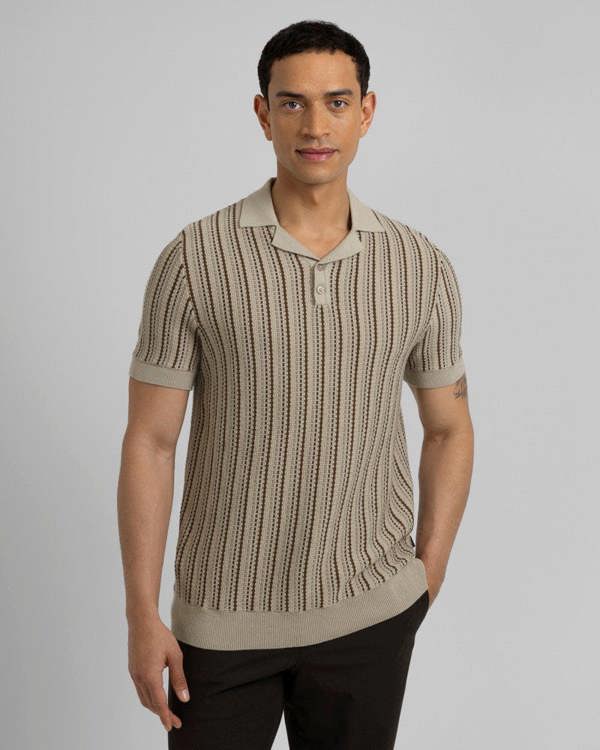 Steel & Jelly Bow - Stripe Knitted Polo Shirt