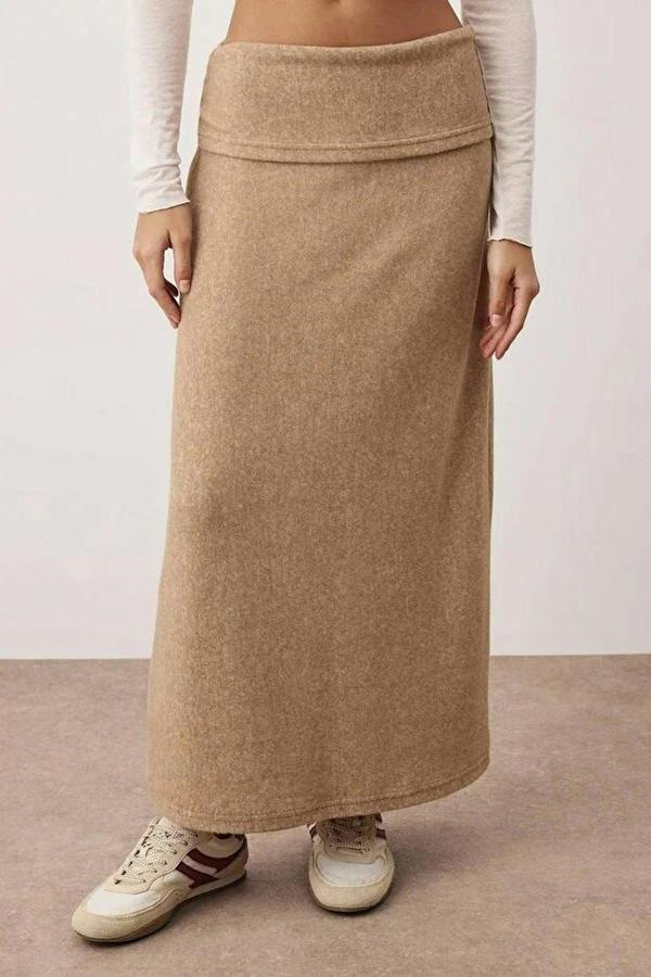 WOVCOR A-Line Knit Skirt with Folded Waist
