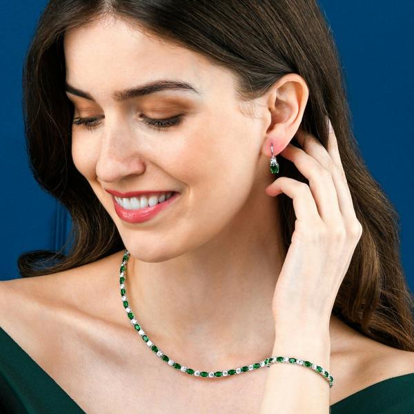 namana Green Tennis Necklace for Women in 925 Sterling Silver