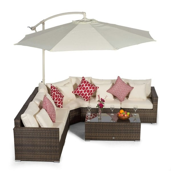 Giardino Santorini L Shape Modular 5 Seat Rattan Corner Sofa Set With Coffee Table