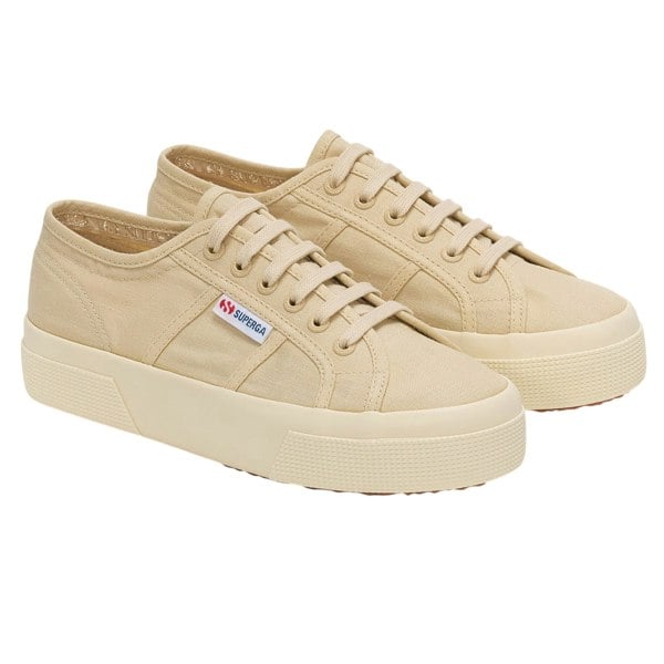 Superga Unisex Adult 2740 Linen Platform Trainers - Beige/Off White