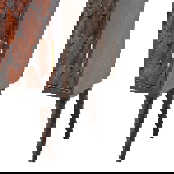 Artisan Furniture Solid Wood Mini Pineapple Carved Light Walnut Cabinet