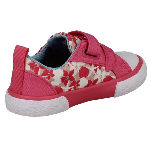 Clarks Girls Clarks Playprints Floral Starfish Design Canvas Shoes Foxing Shell