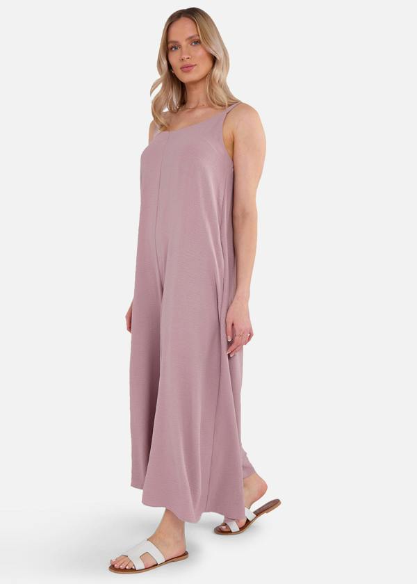 Gini London Mink Air Flow Strappy Wide leg Jumpsuit