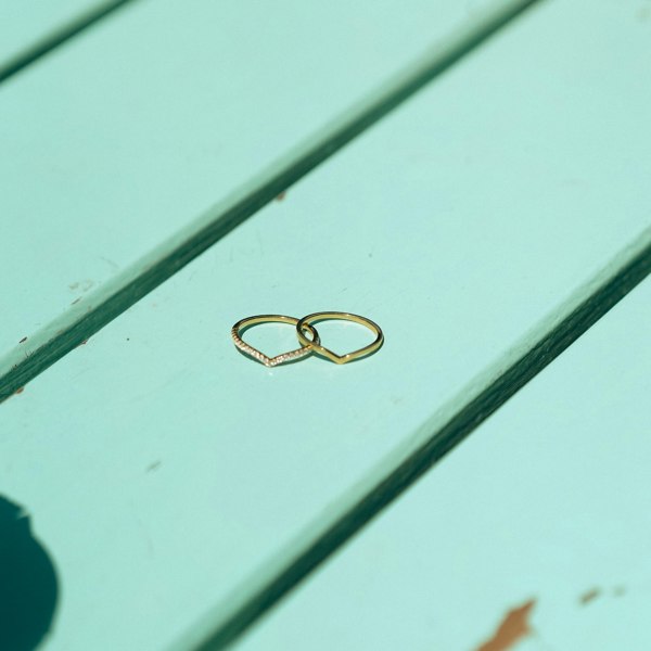 Spero London Sterling Silver Wishbone Stacker V Ring Set