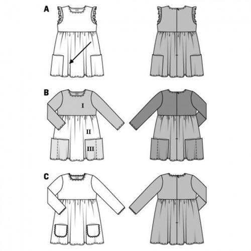 Burda Sewing Pattern 9373 Dresses For Kids, 18 Months - 6 Years - Easy