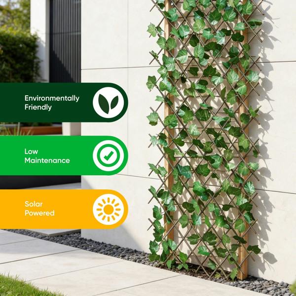 Gardenwize Solar Garden Trellis – Expandable Ivy Trellis with 100 LED Lights