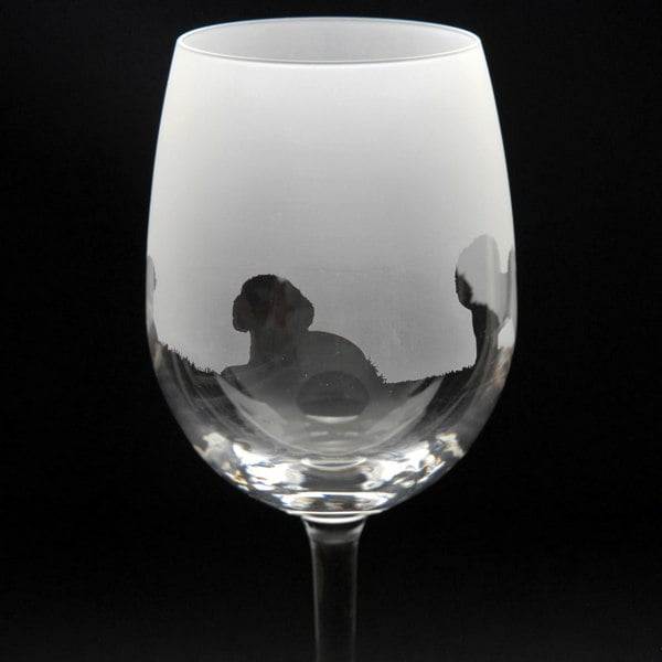 Glyptic Glass Art Bichon Frise Dog Crystal Wine Glass - Hand Etched/Engraved Gift
