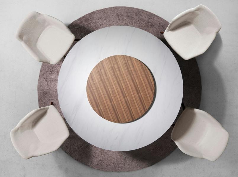 Angel Cerdá Round porcelain marble and walnut dining table 1137