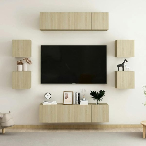 Berkfield 8 Piece TV Cabinet Set Sonoma Oak Engineered Wood