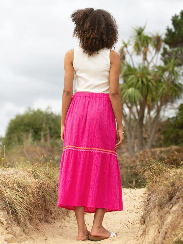 Kite Womens Organic Chickerell Seersucker Skirt Beetroot