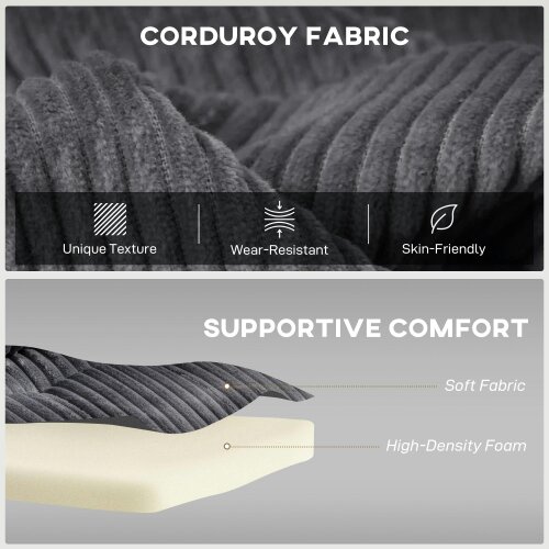 Wyld Haus Noripa Dark Grey Corduroy 2 Seater Click Clack Sofa Bed