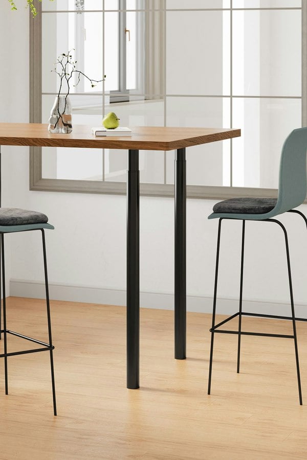 Living and Home 100cm/39.37 inch 4Pcs Black Round Metal Table Legs with Plastic Foot Pads Furniture Replacement Legs for Breakfast Bar