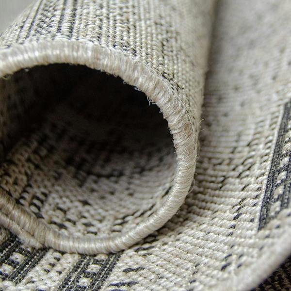 Kitchen Rug Grey Black Border Pattern Hard Wearing Flat Weave Carpet Indoor Floor Mat