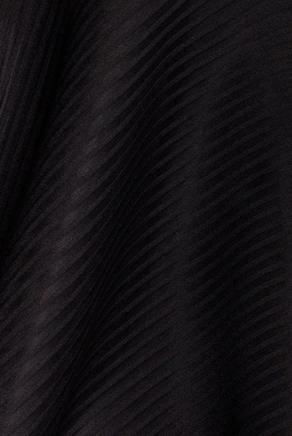 Cap Sleeve Textured Skater Asymmetric Midi Dress - Black DR5076