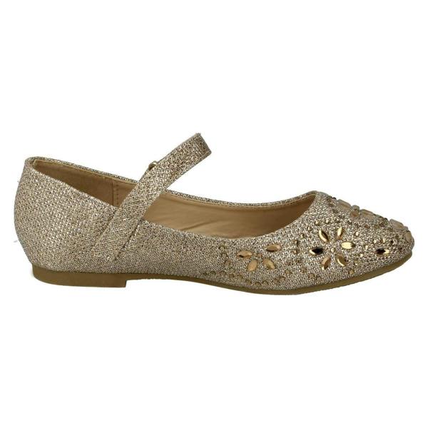 Spot On Girls Spot On Hook & Loop Bar Strap Diamante Ballerinas H2484