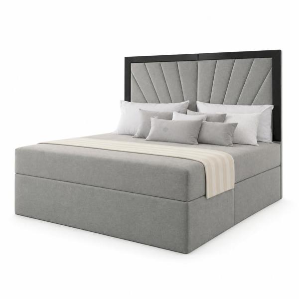 Great British Beds Mercer Contrast Border Divan Bed - Silver Plush