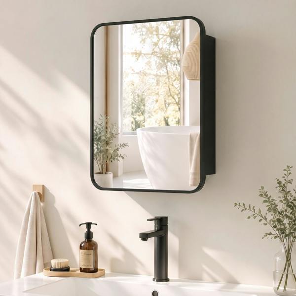 HOMCOM Bathroom Medicine Mirror Cabinet, Bathroom Wall Cabinet