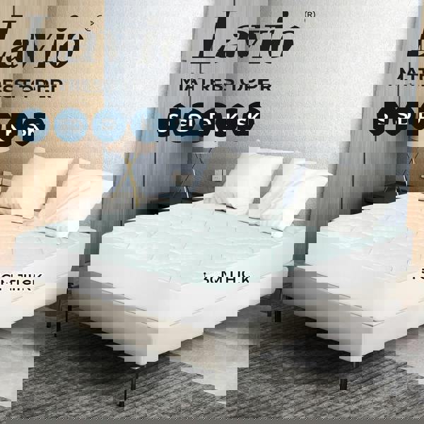 Lavio Bamboo Memory Foam Mattress Topper 3cm Double Super King Single Fitted Skirt